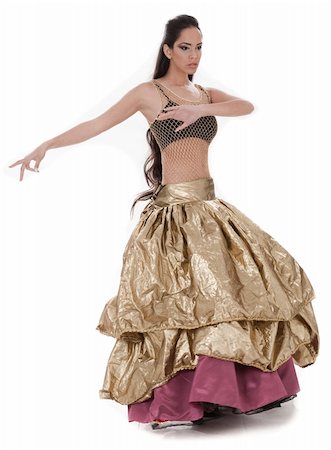 simsearch:400-04607386,k - Beautiful belly dancer in rich costume over white background Stock Photo - Budget Royalty-Free & Subscription, Code: 400-04171395