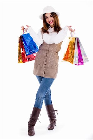 simsearch:400-04158321,k - Young girl happy with lot of shopping bags on a isolated background Stock Photo - Budget Royalty-Free & Subscription, Code: 400-04171465