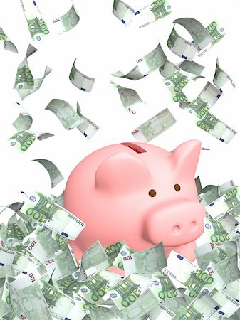 simsearch:400-04326117,k - Piggy bank and falling euros banknotes Stock Photo - Budget Royalty-Free & Subscription, Code: 400-04171657