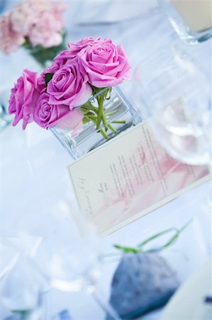 simsearch:700-03587157,k - Table decor with a menu and pink roses. Stock Photo - Budget Royalty-Free & Subscription, Code: 400-04172149