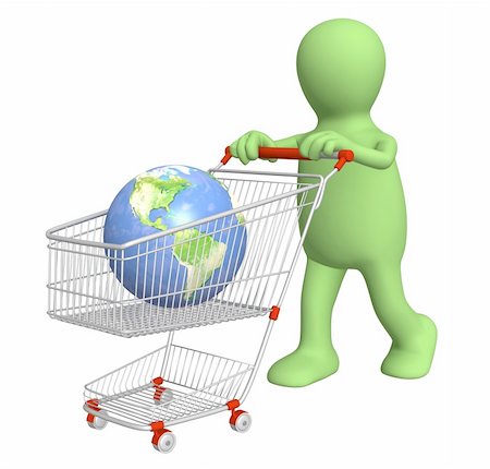 Global shopping - 3d puppet, going for purchases Stock Photo - Budget Royalty-Free & Subscription, Code: 400-04172360