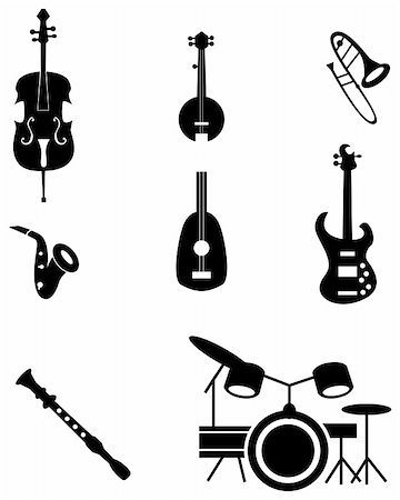 Musical instrument icon set isolated on a white background. Stock Photo - Budget Royalty-Free & Subscription, Code: 400-04172836