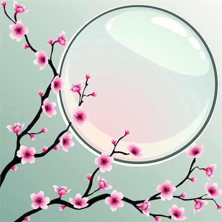 sakura petals vector - A background with cherry blossoms. Graphics are grouped and in several layers for easy editing. The file can be scaled to any size. Stock Photo - Budget Royalty-Free & Subscription, Code: 400-04172921