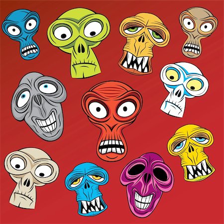 skull face drawing images - Horror scary angry zombie face Stock Photo - Budget Royalty-Free & Subscription, Code: 400-04173118