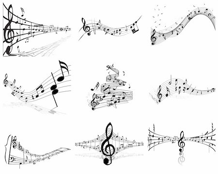 simsearch:400-06106160,k - Vector musical notes staff backgrounds set for design use Stock Photo - Budget Royalty-Free & Subscription, Code: 400-04173340