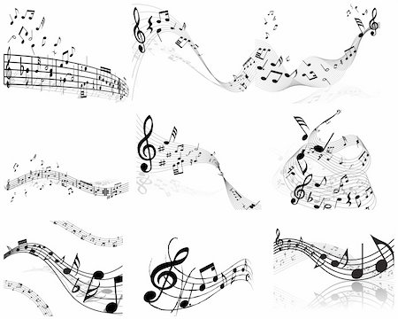 simsearch:400-06106160,k - Vector musical notes staff backgrounds set for design use Stock Photo - Budget Royalty-Free & Subscription, Code: 400-04173342