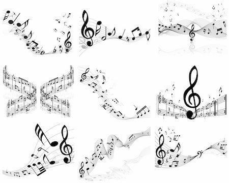simsearch:400-06106160,k - Vector musical notes staff backgrounds set for design use Stock Photo - Budget Royalty-Free & Subscription, Code: 400-04173343