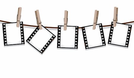 peg - Film strips hanging out to dry.  Please check my portfolio for more film illustrations. Stock Photo - Budget Royalty-Free & Subscription, Code: 400-04173864