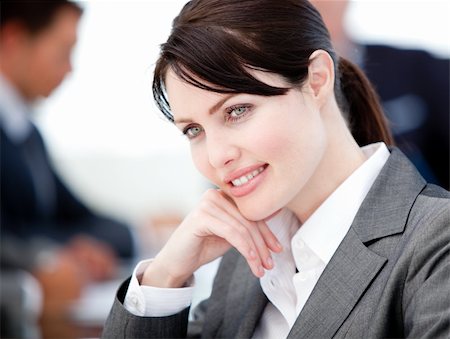 simsearch:400-04184165,k - Assertive businesswoman in a meeting with her team Stock Photo - Budget Royalty-Free & Subscription, Code: 400-04184187