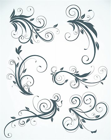 simsearch:400-04411448,k - Vector illustration set of swirling flourishes decorative floral elements Stock Photo - Budget Royalty-Free & Subscription, Code: 400-04184637