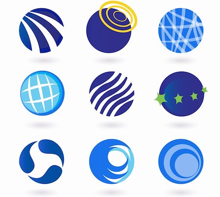 simsearch:400-05891430,k - Set of vector modern abstract design elements with globes, spheres, circles and earth symbols. Collection of vector icons - perfect for corporate design, magazines and travel brochures. Stock Photo - Budget Royalty-Free & Subscription, Code: 400-04184707