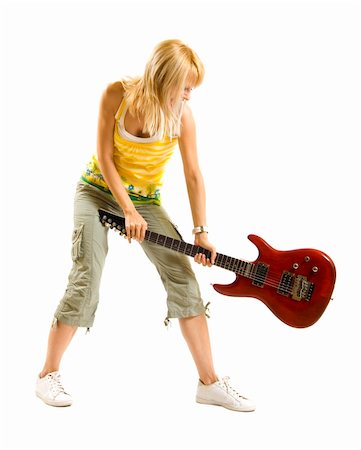 simsearch:400-04652753,k - woman guitarist breaking her guitar  over white Stock Photo - Budget Royalty-Free & Subscription, Code: 400-04184947