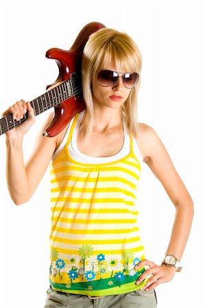 simsearch:400-04652753,k - woman guitarist holding the guitar on her shoulder Stock Photo - Budget Royalty-Free & Subscription, Code: 400-04184949