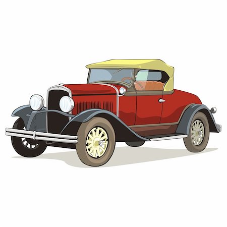 fully editable vector isolated old funny colored car with details Stock Photo - Budget Royalty-Free & Subscription, Code: 400-04185265