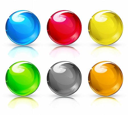 Vector illustration set of colouful refracting Glass balls/button spheres on a white background. Stock Photo - Budget Royalty-Free & Subscription, Code: 400-04186041