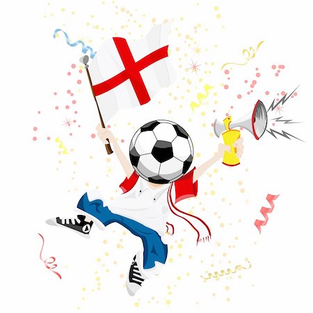 England Soccer Fan with Ball Head. Editable Vector Illustration Stock Photo - Budget Royalty-Free & Subscription, Code: 400-04186128