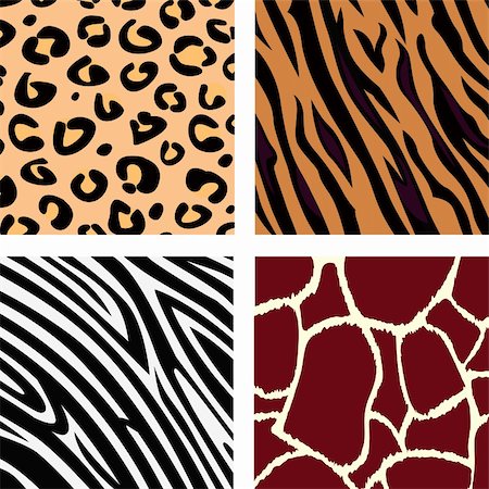 simsearch:400-06131670,k - Vector Illustration of tiger, zebra, giraffe and leopard pattern. Animal print pattern. Stock Photo - Budget Royalty-Free & Subscription, Code: 400-04186393