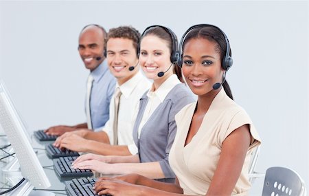 International customer service representatives using headset in a call-center Stock Photo - Budget Royalty-Free & Subscription, Code: 400-04188586