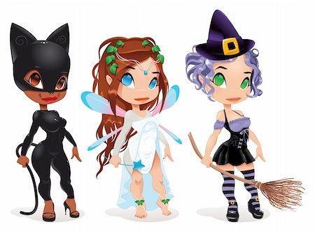 Pussy, Fairy and Witch. Cartoon and vector characters. Objects isolated Stock Photo - Budget Royalty-Free & Subscription, Code: 400-04188695