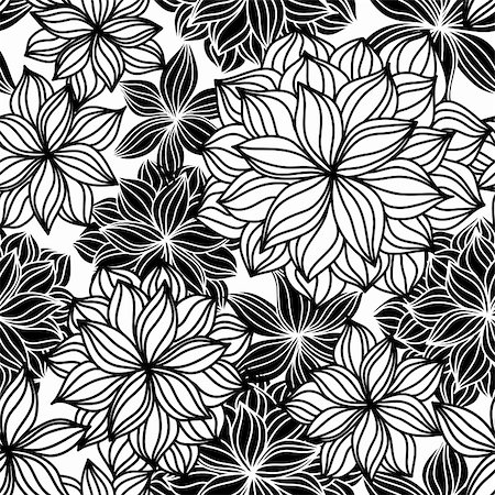 simsearch:400-06199402,k - Hand-drawn floral seamless pattern in black and white Stock Photo - Budget Royalty-Free & Subscription, Code: 400-04180886