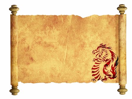 Sheet of ancient parchment with the image of dragons Stock Photo - Budget Royalty-Free & Subscription, Code: 400-04180994