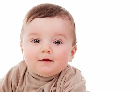 simsearch:400-04594888,k - Close-up portrait of an adorable 6 months old baby boy smiling. White background, studio shot. Stock Photo - Budget Royalty-Free & Subscription, Code: 400-04181010