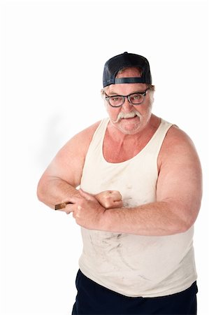 simsearch:400-06363059,k - Angry large man in tee shirt on white background Stock Photo - Budget Royalty-Free & Subscription, Code: 400-04181716