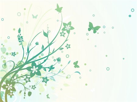 simsearch:400-06084681,k - Vector illustration of grunge swirling flourishes decorative green Floral Background Foto de stock - Super Valor sin royalties y Suscripción, Código: 400-04181842