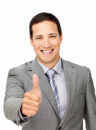 simsearch:400-04875087,k - Successful businessman with thumb up isolated on a white background Photographie de stock - Aubaine LD & Abonnement, Code: 400-04183129