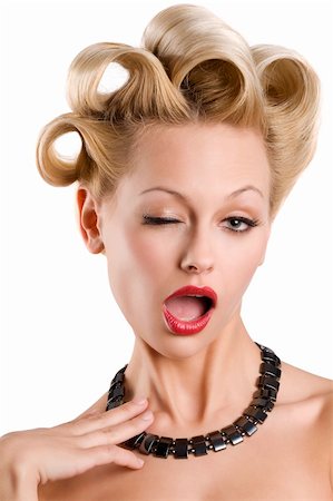 simsearch:877-07460478,k - cute blond woman with creative hair making funny face Stock Photo - Budget Royalty-Free & Subscription, Code: 400-04183372