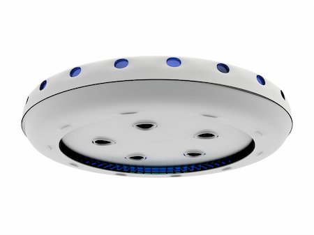 spaceship - An isolated silver ufo on white background Stock Photo - Budget Royalty-Free & Subscription, Code: 400-04183838