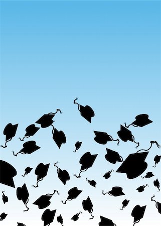 An image of graduation hats being tossed. Stock Photo - Budget Royalty-Free & Subscription, Code: 400-04194068