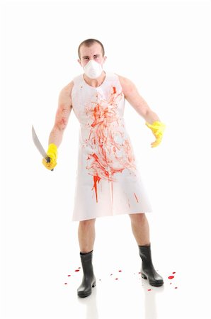 simsearch:400-04807287,k - Young man with big knife over white Stock Photo - Budget Royalty-Free & Subscription, Code: 400-04194294