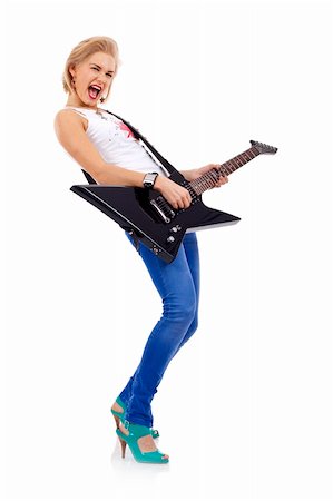 simsearch:400-04652753,k - The beautiful blonde with a guitar over white Stock Photo - Budget Royalty-Free & Subscription, Code: 400-04194525