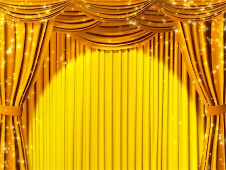fairy tale decoration - Theatrical curtain of yellow color Stock Photo - Budget Royalty-Free & Subscription, Code: 400-04194816