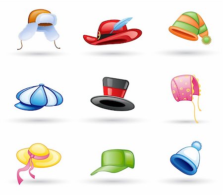 simsearch:400-05287348,k - Headwear: cap, hat icon set. Isolated on a white background. Stock Photo - Budget Royalty-Free & Subscription, Code: 400-04194963