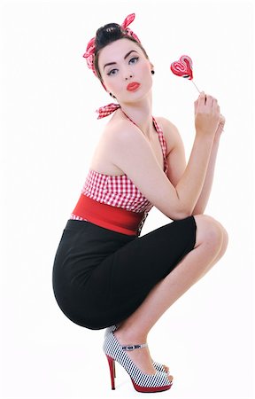 red lollipop - happy young woman with lollipo candy isolated on white Stock Photo - Budget Royalty-Free & Subscription, Code: 400-04195035