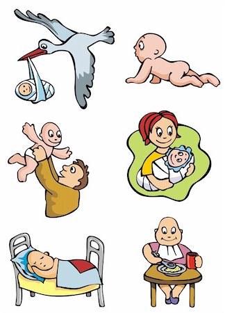 simsearch:400-06751007,k - Set of cartoon drawing of children, babies, different activities, vector illustration Stock Photo - Budget Royalty-Free & Subscription, Code: 400-04195397