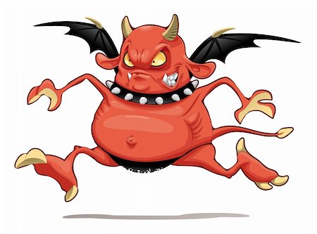 people running scared - Funny demon. Cartoon and vector character. Isolated object Stock Photo - Budget Royalty-Free & Subscription, Code: 400-04195810