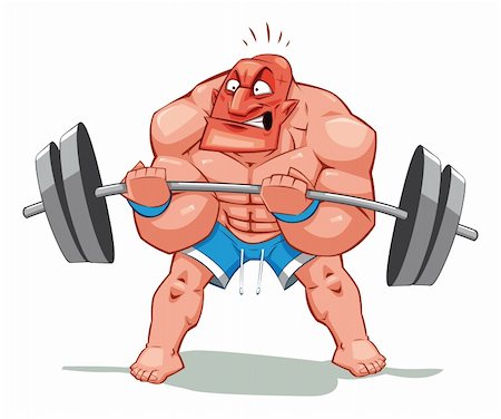 fat man exercising - Muscle man, funny cartoon and vector character. Object isolated. Stock Photo - Budget Royalty-Free & Subscription, Code: 400-04197235