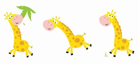 simsearch:400-04227154,k - Yellow giraffe in 3 poses. Vector cartoon illustration. Stock Photo - Budget Royalty-Free & Subscription, Code: 400-04197249