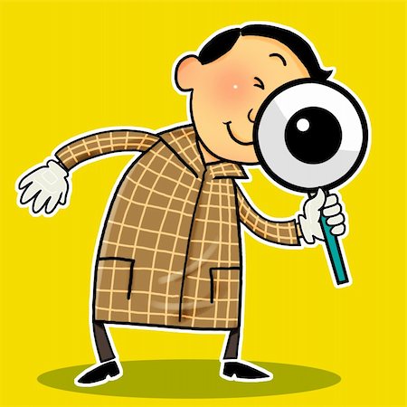 detectives and investigators cartoons - Cartoon icon of a businessman holding a magnifying-glass in his hand. Stock Photo - Budget Royalty-Free & Subscription, Code: 400-04198110