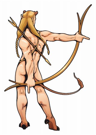 sagittarius - Archer elf with arch and arrow. Vector character. Stock Photo - Budget Royalty-Free & Subscription, Code: 400-04198588