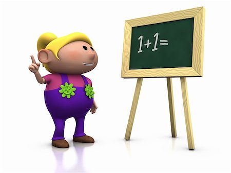 simsearch:400-04210606,k - 3d rendering/illustration of a cute cartoon girl looking at a blackboard and raising her hand Stock Photo - Budget Royalty-Free & Subscription, Code: 400-04199340