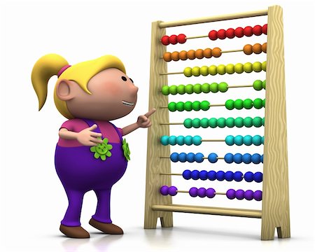 simsearch:400-04210606,k - 3d rendering/illustration of a cute cartoon girl pointing at an abacus Stock Photo - Budget Royalty-Free & Subscription, Code: 400-04199342