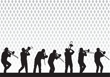 Vector drawing artist with a trombone on stage during a performance Stock Photo - Budget Royalty-Free & Subscription, Code: 400-04199472