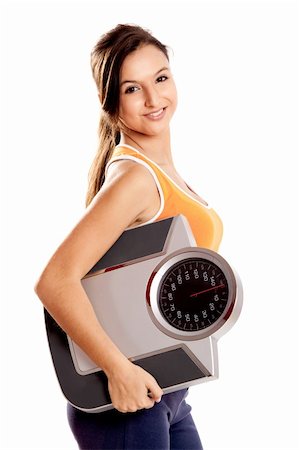 simsearch:400-04180657,k - Portrait of a beautiful athletic girl holding a scale, isolated on white Stock Photo - Budget Royalty-Free & Subscription, Code: 400-04190661