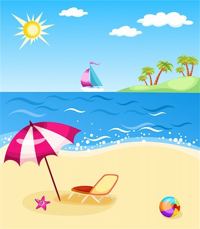 simsearch:400-04062726,k - vector illustration of a colorful beach Foto de stock - Super Valor sin royalties y Suscripción, Código: 400-04190753