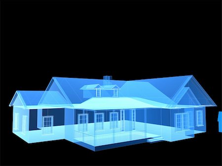 3d rendered illustration of a transparent house Stock Photo - Budget Royalty-Free & Subscription, Code: 400-04191054