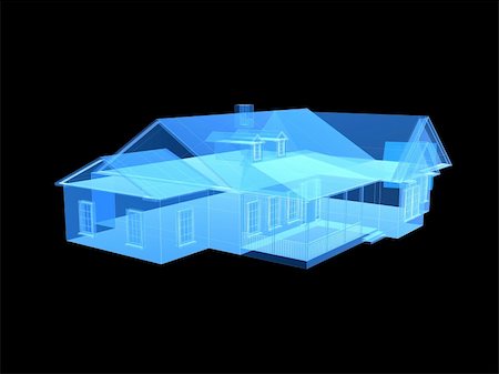 3d rendered illustration of a transparent house Stock Photo - Budget Royalty-Free & Subscription, Code: 400-04191052
